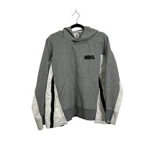 Nike x Sacai Hoodie Men’s Size Large Asymmetrical Heather Grey White Colorblock